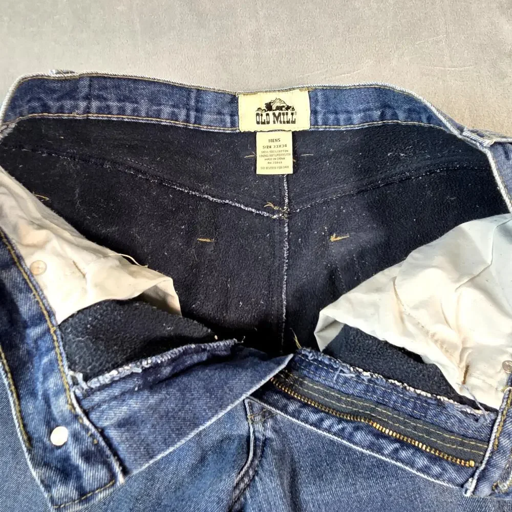 Old Mill Fleece lined mens jeans 33x34 workwear